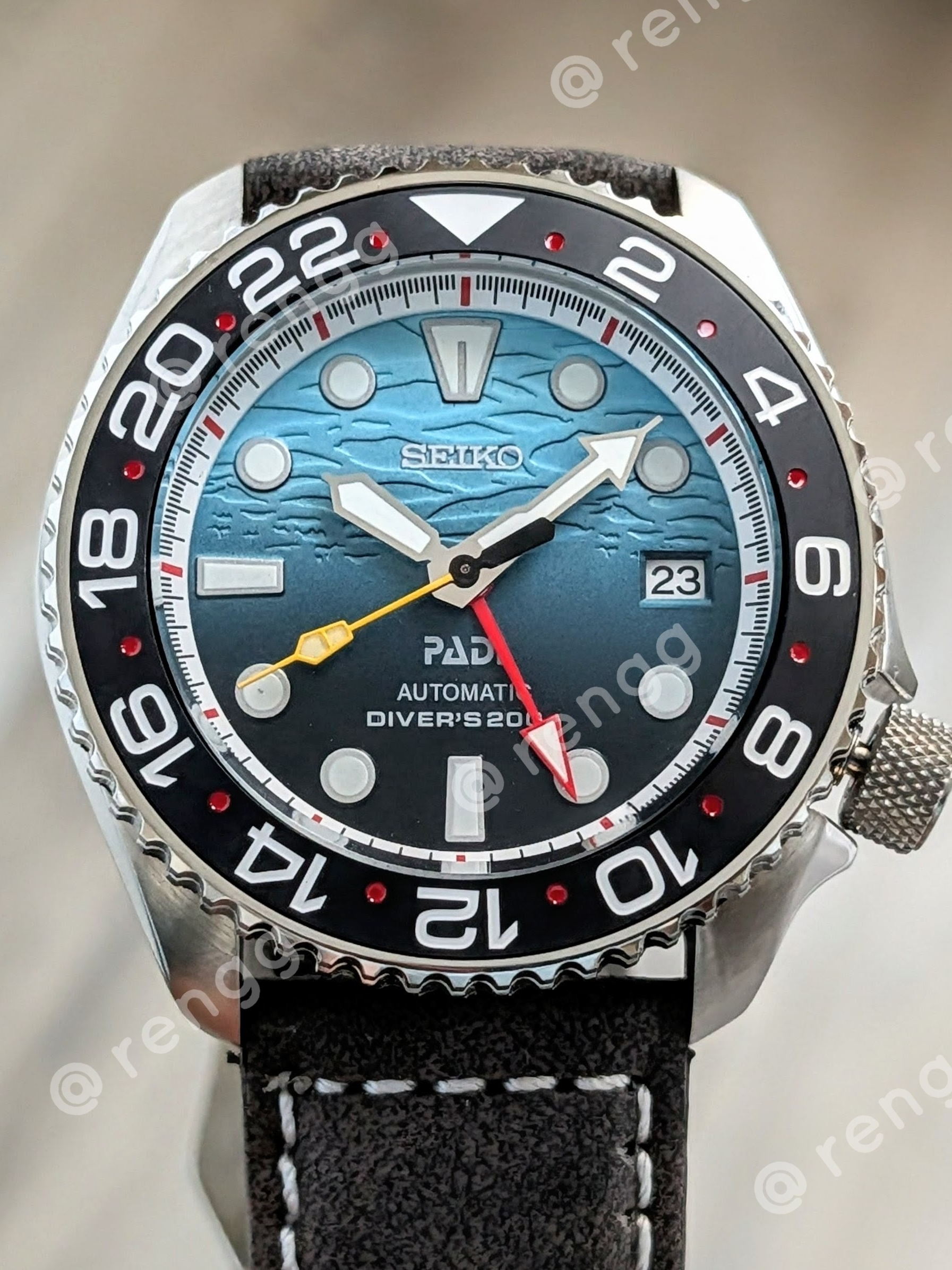 42mm Seiko Gmt Padi Automatic Diver Mod Watch  Blue Gradient Dial Sapphire